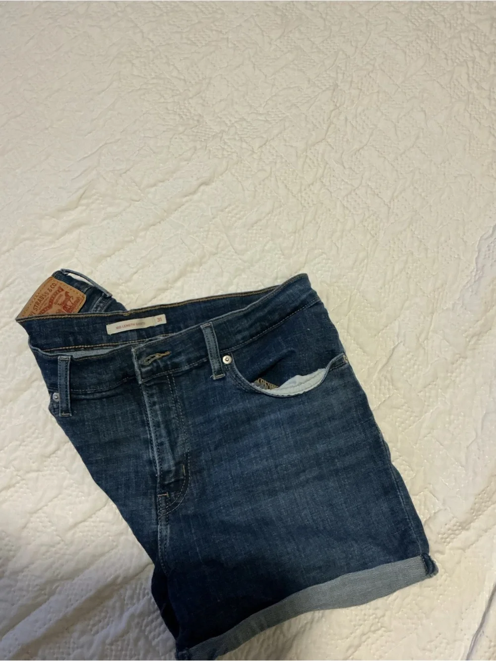 Levi's Dark Blue Mid-Length Denim Shorts